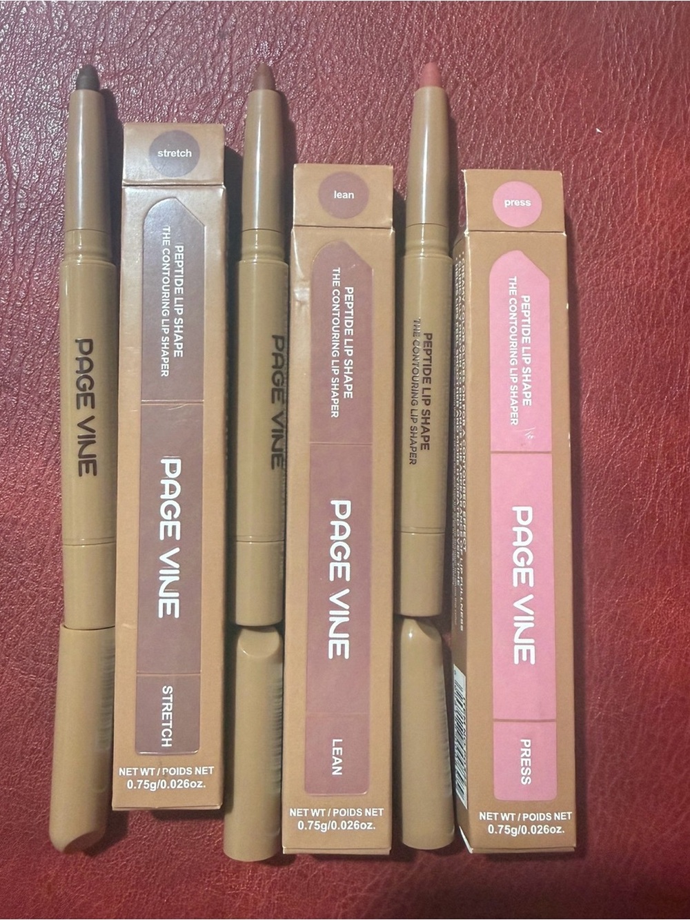 PAGE VINE Peptide Lip Shape Contouring Twist-Up Lip Liner Set Press/Stretch